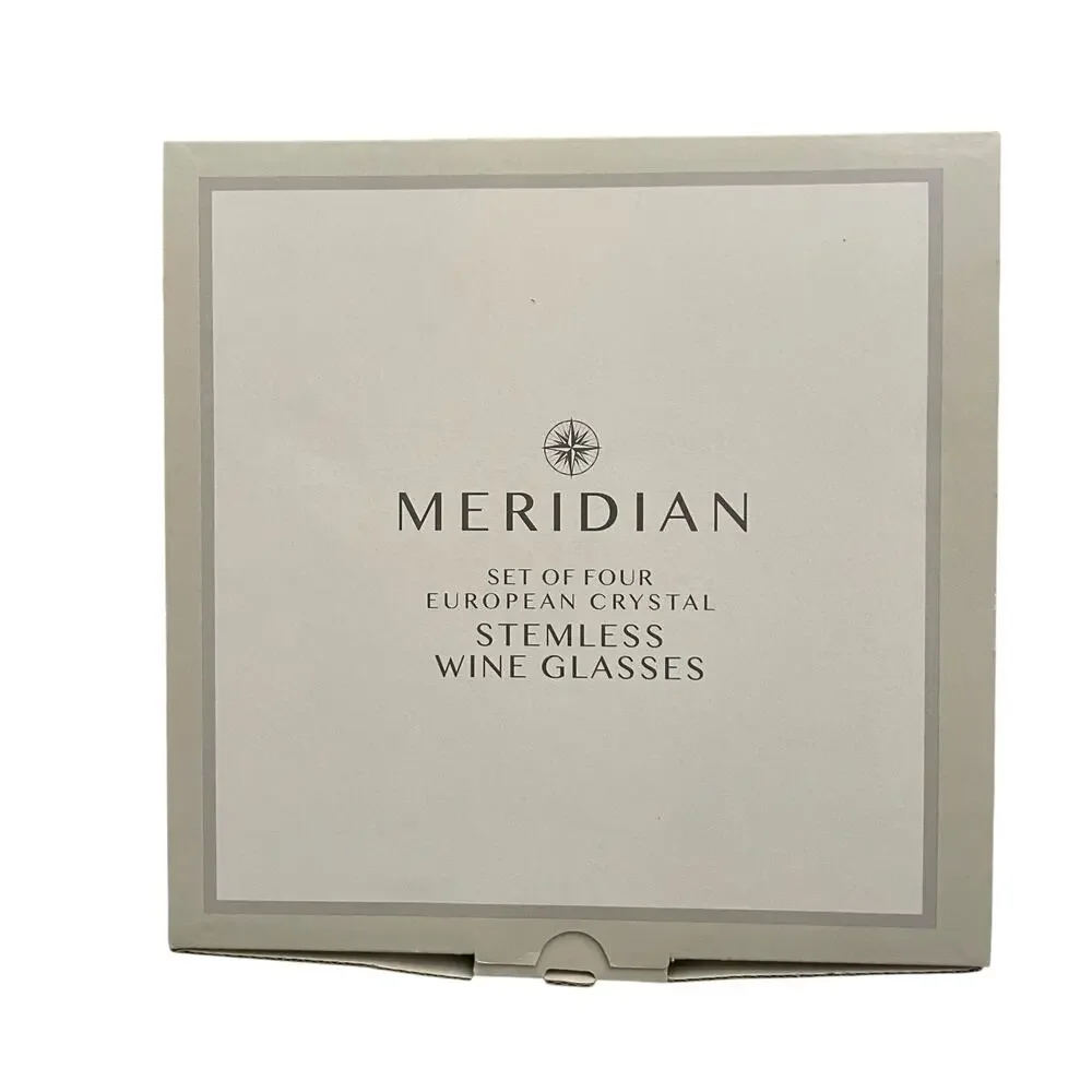 Godinger Meridian Stemless Wine Glasses 18oz RED Set of 4 New
